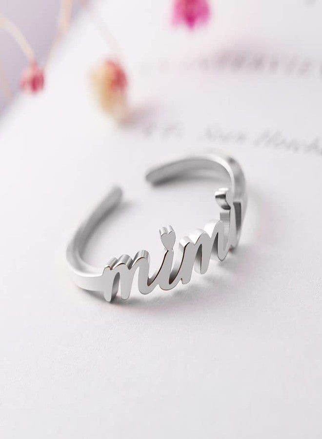 CHENVA Grandmother Gift Mimi Ring Nana Ring Dainty Ring Jewelry for Grandmother (Mimi Ring silver) - Image 3